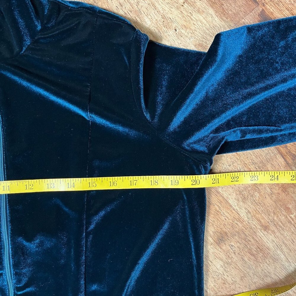 Coldwater Creek Velvet Satin Full Zip Jacket Womens S Petite Teal Bomber Gypsy - Picture 7 of 9
